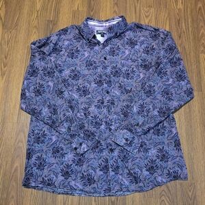 Panhandle Western Shirt Purple Paisley Cotton Button Down Men’s Floral Large A63
